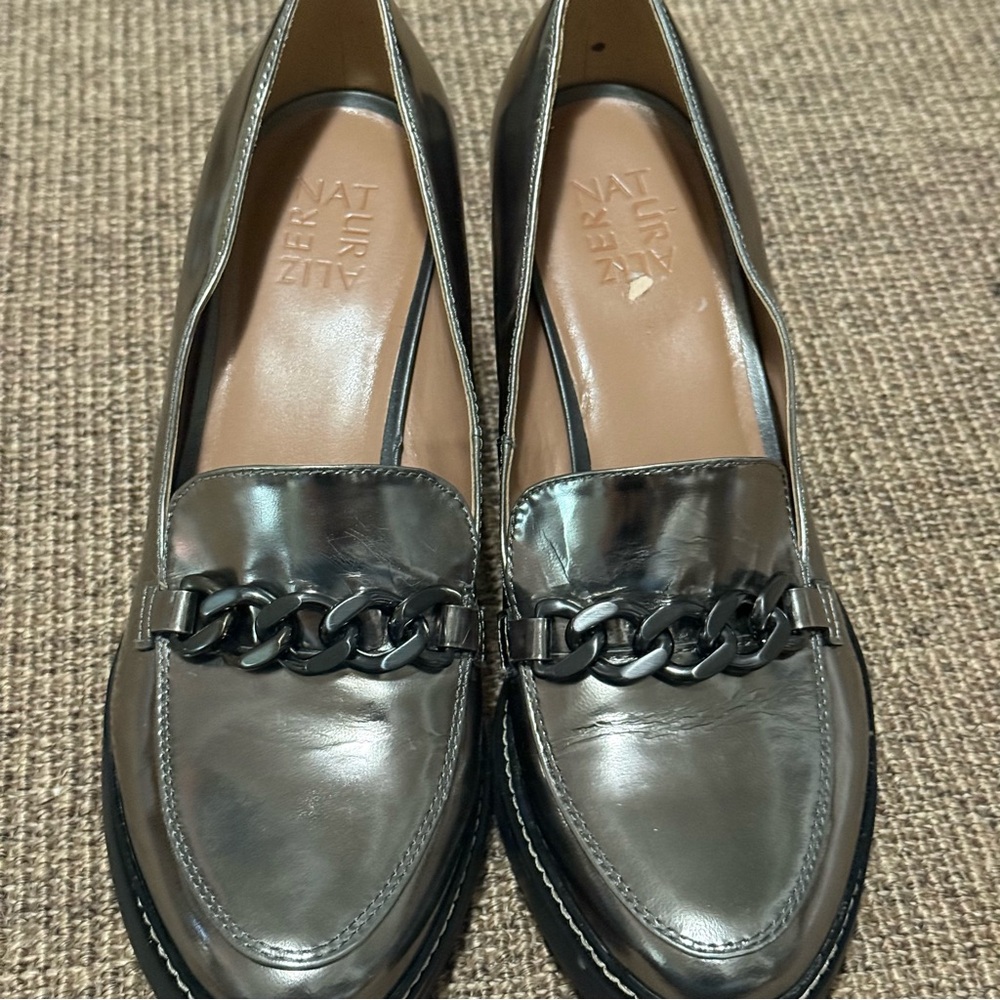 Naturalizer Callie Moc Leather Slip on Loafer Heels - Picture 2 of 9